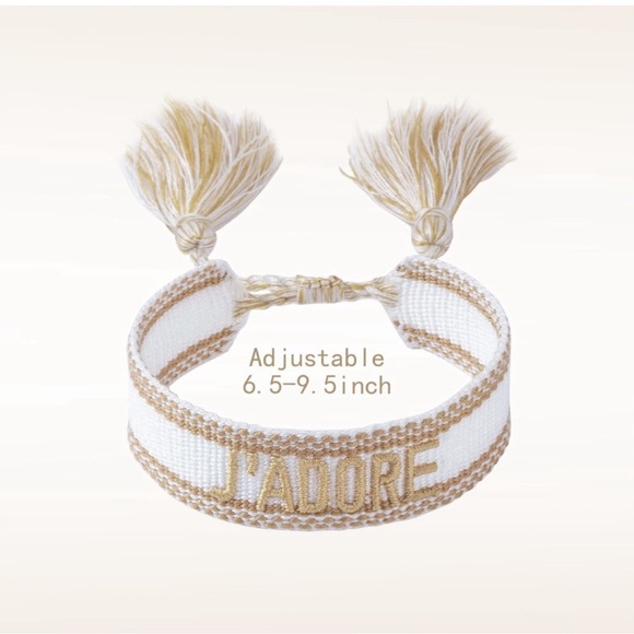 J'Adore White and Gold Woven Bracelet - Picture 7 of 8